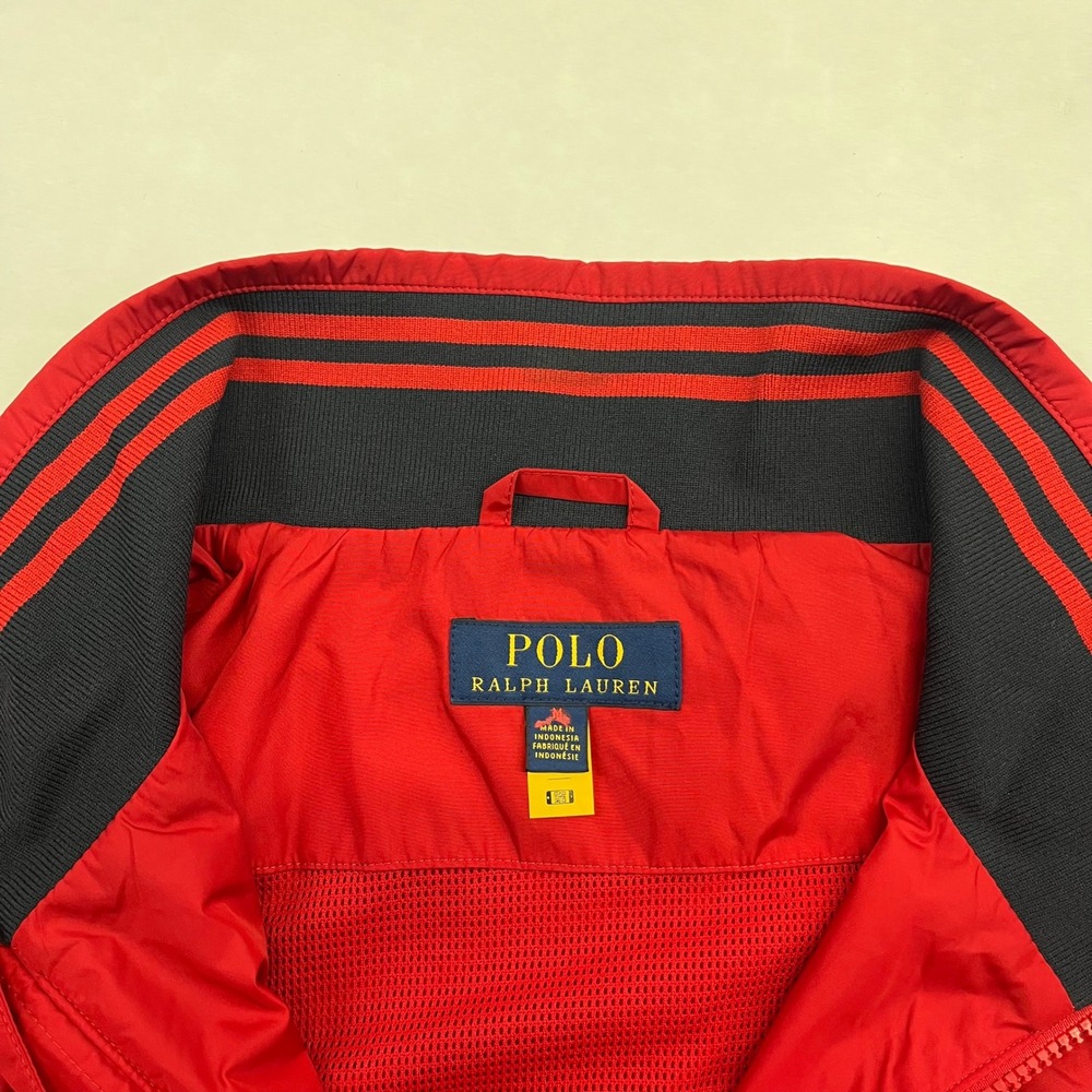 Polo Ralph Lauren Windbreaker Mens Red Logo Mock Neck Sporty Medium Jacket - Picture 5 of 11
